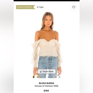 House of Harlow 1960 White Off-Shoulder Blouse